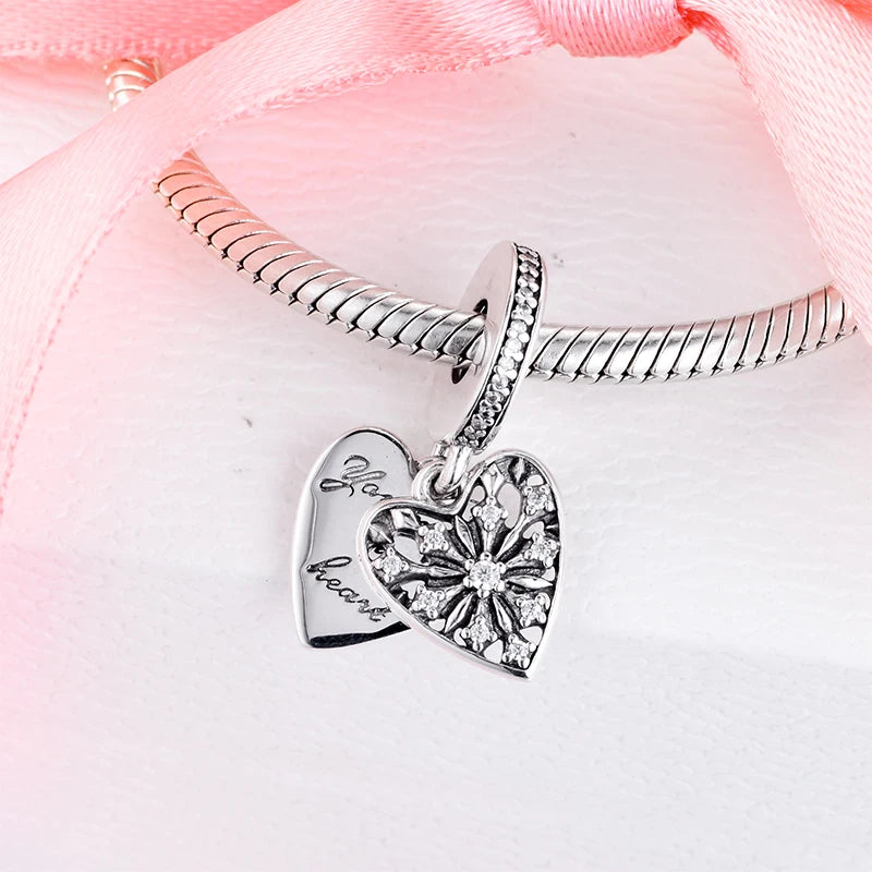 925 Silver Heart of Winter Dangle Charm for Bracelet