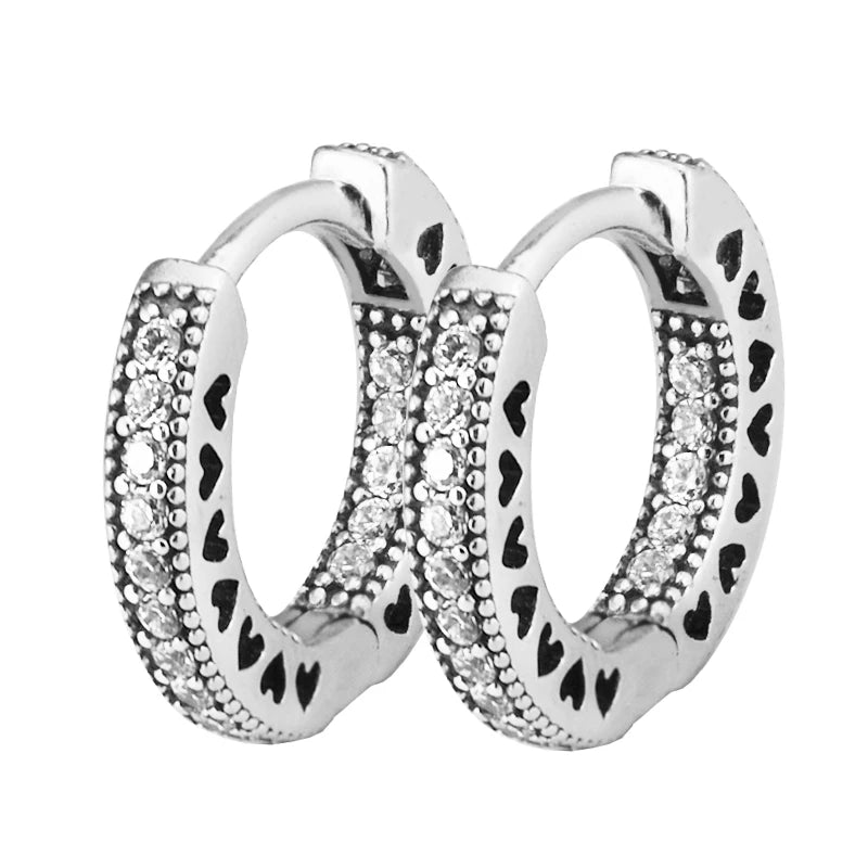 925 Sterling Silver Hearts Hoop Earrings for Women Girls