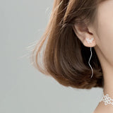 925 Silver Hollow Butterfly Drop Earrings Threader Earring for Women