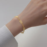 925 Silver Flower Chain Bracelet Geometric Jewelry for Women