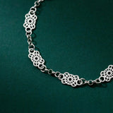 925 Silver Flower Chain Bracelet Geometric Jewelry for Women