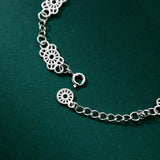 925 Silver Flower Chain Bracelet Geometric Jewelry for Women