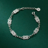 925 Silver Flower Chain Bracelet Geometric Jewelry for Women