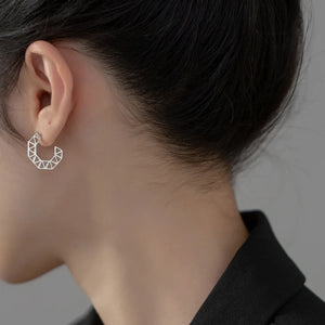 925 Silver Geometric Stud Earrings C Shape Fine Jewelry Women