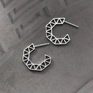 925 Silver Geometric Stud Earrings C Shape Fine Jewelry Women