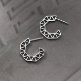 925 Silver Geometric Stud Earrings C Shape Fine Jewelry Women