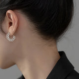925 Silver Geometric Stud Earrings C Shape Fine Jewelry Women