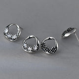 925 Silver Zircon Stud Earrings Geometric Design Hypoallergenic Jewelry