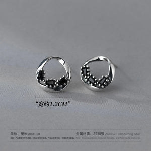 925 Silver Zircon Stud Earrings Geometric Design Hypoallergenic Jewelry