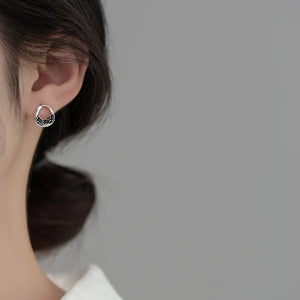 925 Silver Zircon Stud Earrings Geometric Design Hypoallergenic Jewelry