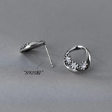 925 Silver Zircon Stud Earrings Geometric Design Hypoallergenic Jewelry