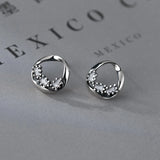 925 Silver Zircon Stud Earrings Geometric Design Hypoallergenic Jewelry