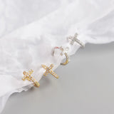 925 Silver Hoop Earrings Cross Ear Buckle Jewelry for Women