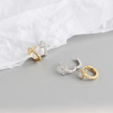 925 Silver Hoop Earrings Cross Ear Buckle Jewelry for Women