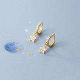 925 Silver Hoop Earrings Women's Small Star Ear Jewelry