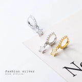 925 Silver Hoop Earrings Women's Small Star Ear Jewelry
