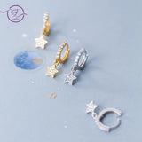 925 Silver Hoop Earrings Women's Small Star Ear Jewelry