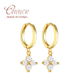 925 Silver Huggie Earrings Zircon Star Eye Hoop Earrings Women Fine Jewelry