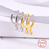 925 Silver Huggie Earrings Zircon Star Eye Hoop Earrings Women Fine Jewelry