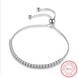 925 Silver CZ Tennis Bracelet Women Box Chain YBR060