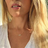 925 Silver Lady Charm Necklace with CZ Evil Eye Pendant