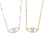 925 Silver Lady Charm Necklace with CZ Evil Eye Pendant