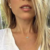 925 Silver Lady Charm Necklace with CZ Evil Eye Pendant