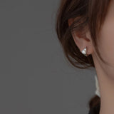 925 Silver Letter D Clip On Pearls Earrings Hypoallergenic Jewelry