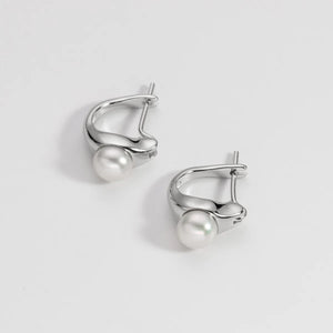 925 Silver Letter D Clip On Pearls Earrings Hypoallergenic Jewelry