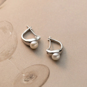 925 Silver Letter D Clip On Pearls Earrings Hypoallergenic Jewelry