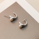 925 Silver Letter D Clip On Pearls Earrings Hypoallergenic Jewelry