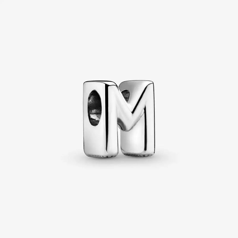 925 Silver Letter M Alphabet Beads for Charms Bracelets
