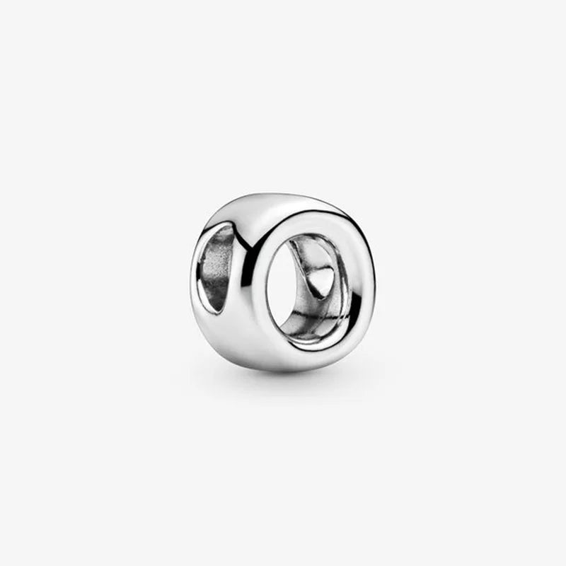 925 Silver Letter O Alphabet Beads Charms Bracelets Jewelry Gift