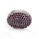 925 Silver Lips Shape Pave Lights Beads with Red CZ for Bracelets