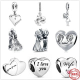 925 Sterling Silver Love Couples Doll Openwork Beads