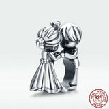 925 Sterling Silver Love Couples Doll Openwork Beads