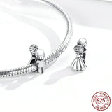 925 Sterling Silver Love Couples Doll Openwork Beads