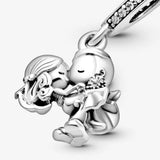925 Sterling Silver Love Couples Doll Openwork Beads