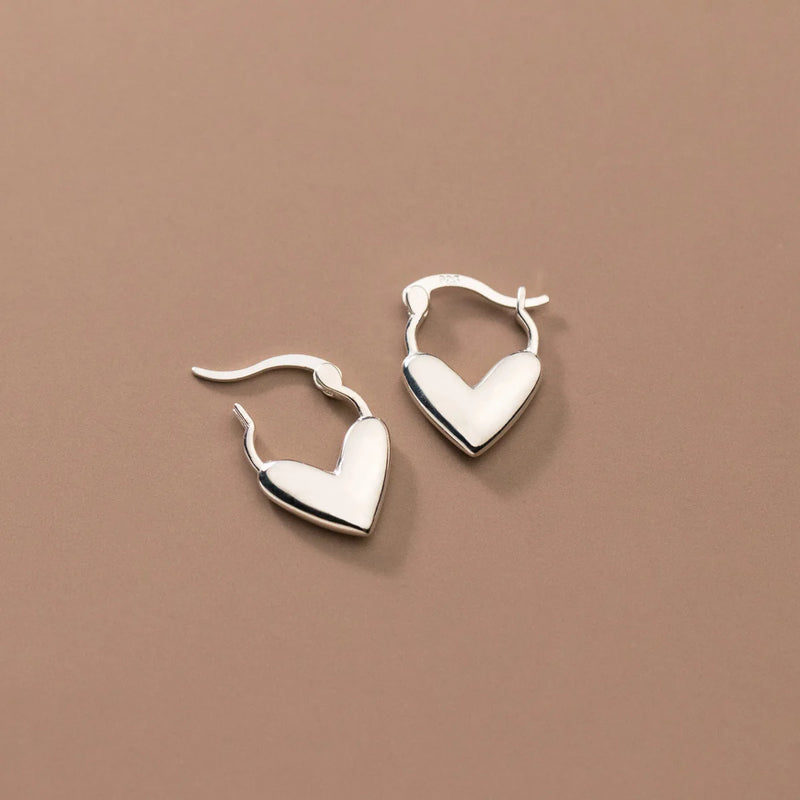 925 Silver Heart Clip-On Earrings for Women