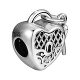 925 Silver Love You Heart Padlock Charms Beads for Bracelet