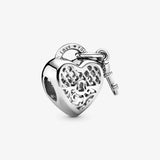 925 Silver Love You Heart Padlock Charms Beads for Bracelet