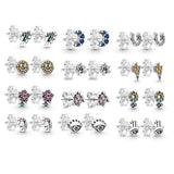 925 Silver Heart Ear Hoops Earrings For Women with Charms