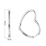 925 Silver Heart Ear Hoops Earrings For Women with Charms