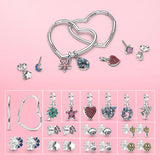 925 Silver Heart Ear Hoops Earrings For Women with Charms