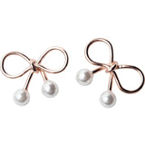 925 Sterling Silver Bow Pearl Ear Studs Sweet Style Jewelry
