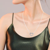 925 Silver Heart Chain Necklace for Women Wedding Fine Jewelry