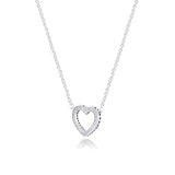 925 Silver Heart Chain Necklace for Women Wedding Fine Jewelry