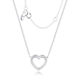 925 Silver Heart Chain Necklace for Women Wedding Fine Jewelry