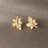 925 Silver Maple Leaf Zircon Stud Earrings Hypoallergenic Jewelry