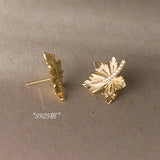 925 Silver Maple Leaf Zircon Stud Earrings Hypoallergenic Jewelry
